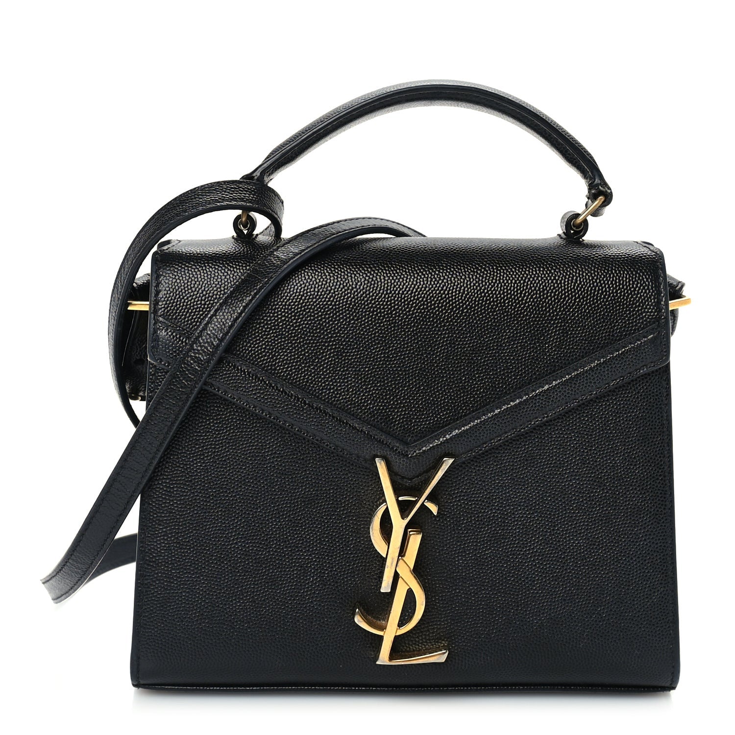Saint Laurent Grain de Poudre Mini Classic Monogram Cassandra Top Handle Black