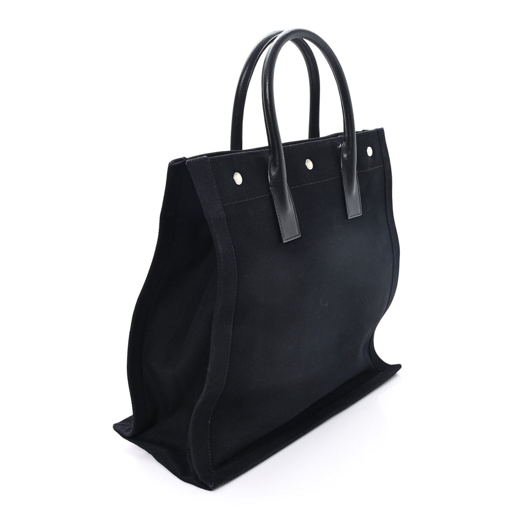Saint Laurent Linen Calfskin Rive Gauche North South Tote Black