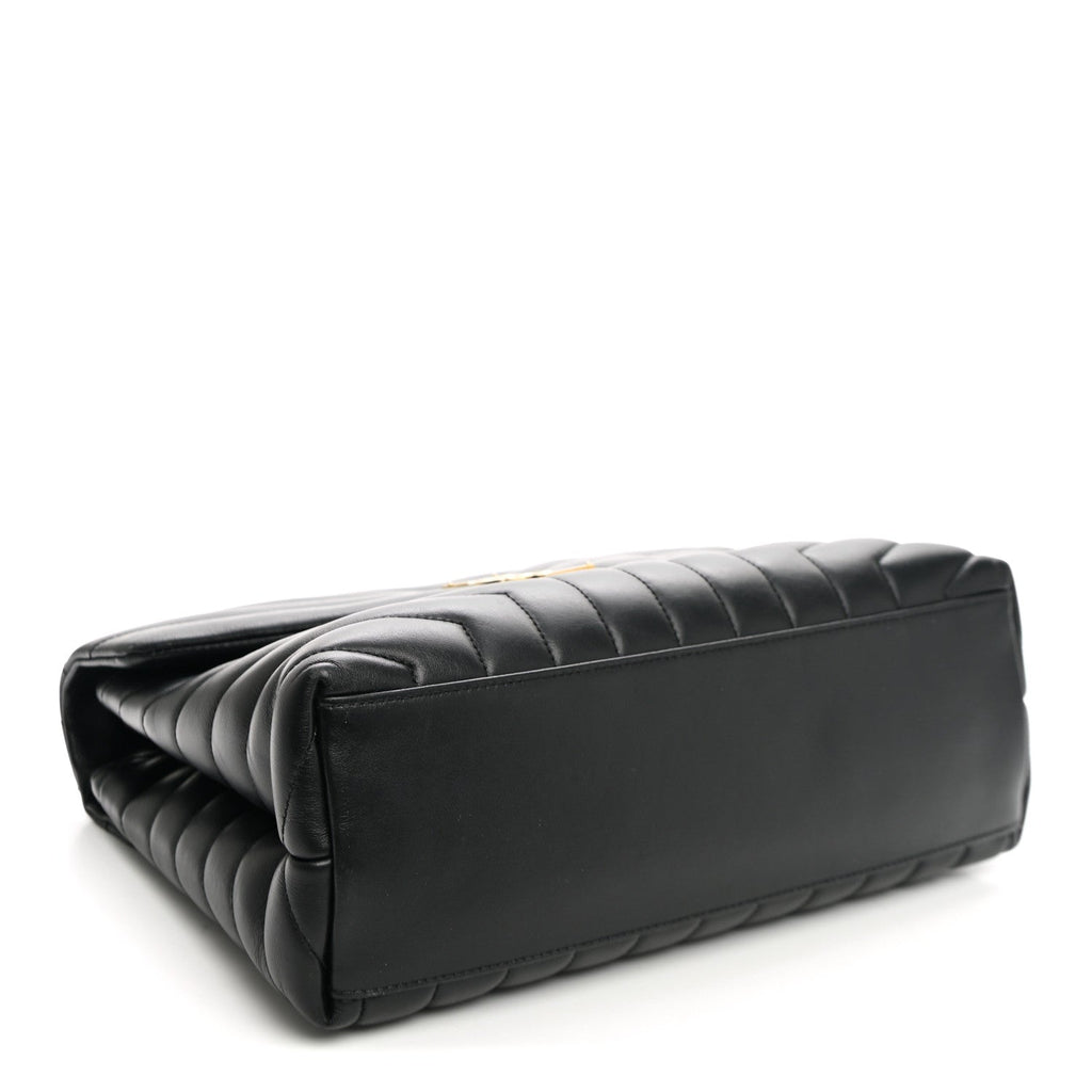 Saint Laurent Calfskin Y Quilted Monogram Medium Loulou Chain Satchel Black