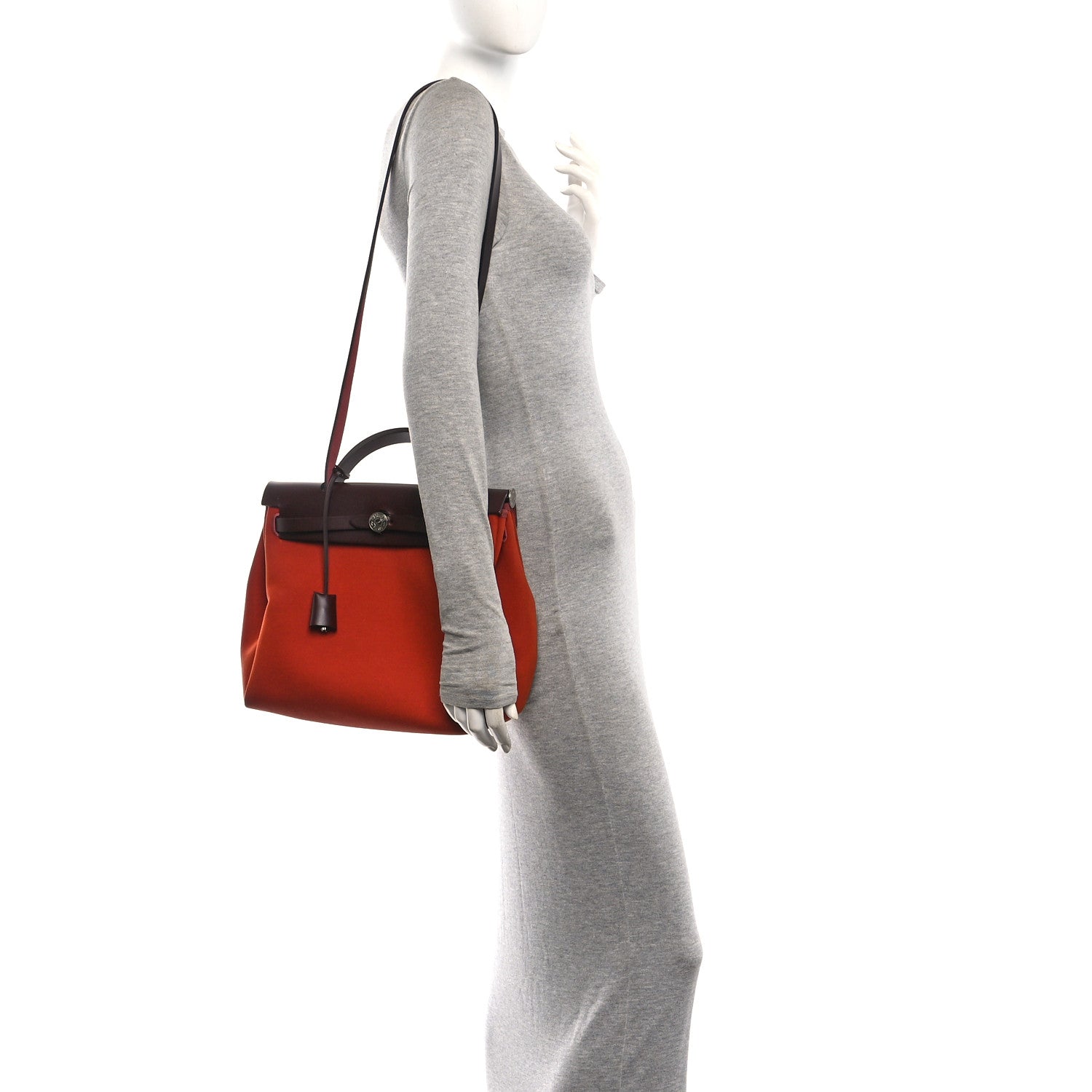 Hermès Military Toile Vache Hunter Tri-Color Herbag Zip Retourne 31 PM Rouge H Cuirve Orange Mecano