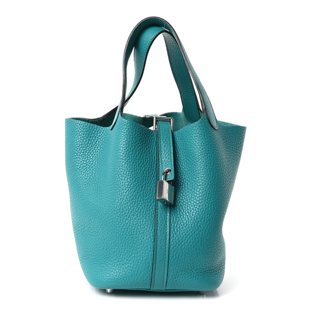 Hermès Taurillon Clemence Picotin Lock 18 PM Vert Verone