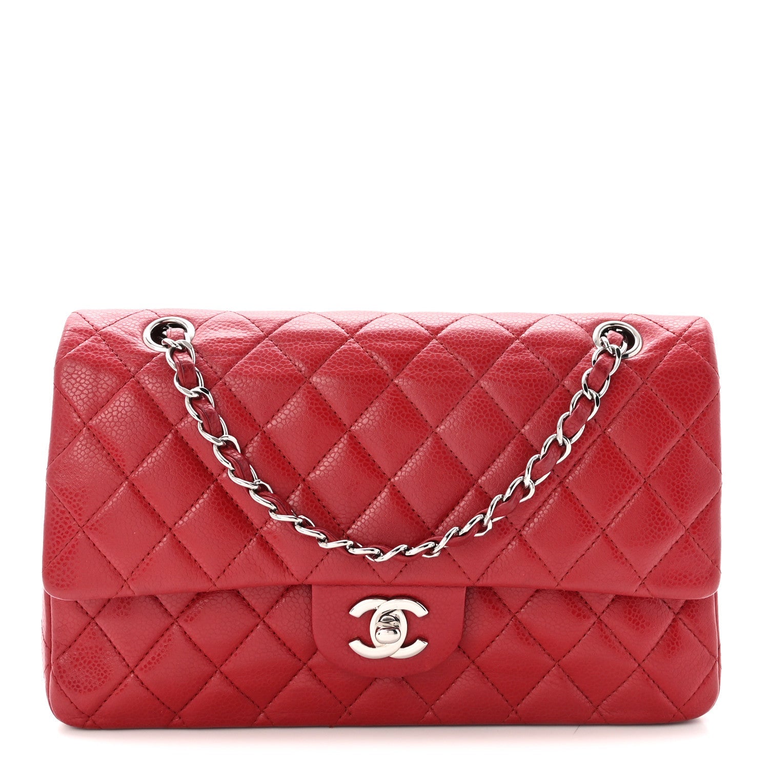 Chanel Caviar Quilted Medium Double Flap Red