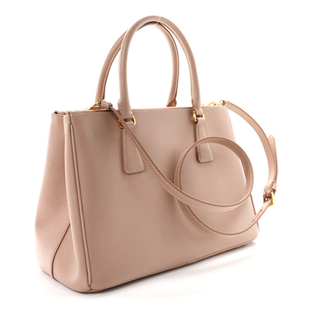 Prada Saffiano Lux Small Galleria Double Zip Tote Cammeo