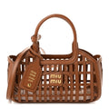 Miu Miu Calfskin Logo Basket Bag Cognac