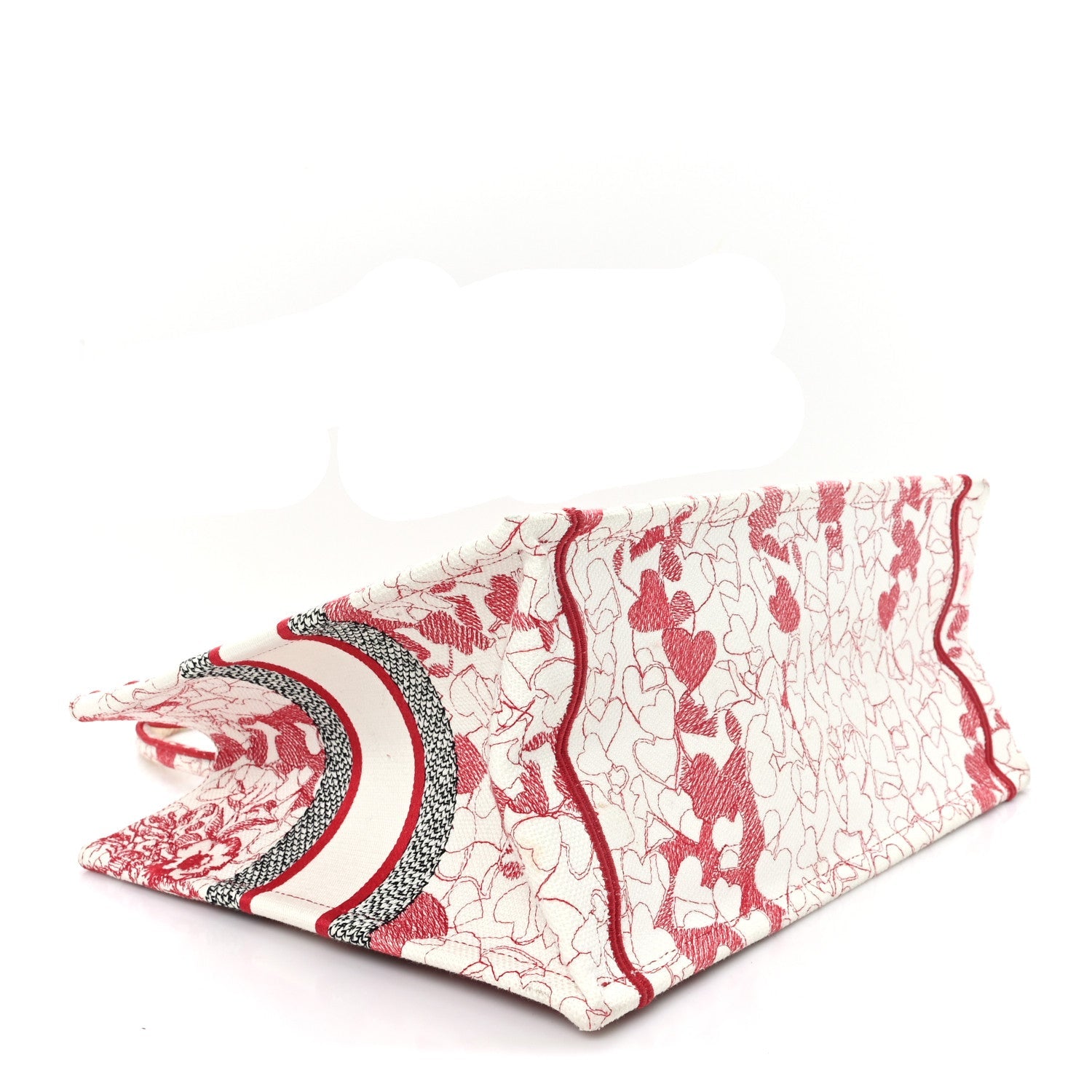 Dior Canvas Embroidered Medium Dioramour D-Royaume Book Tote Red Multicolor
