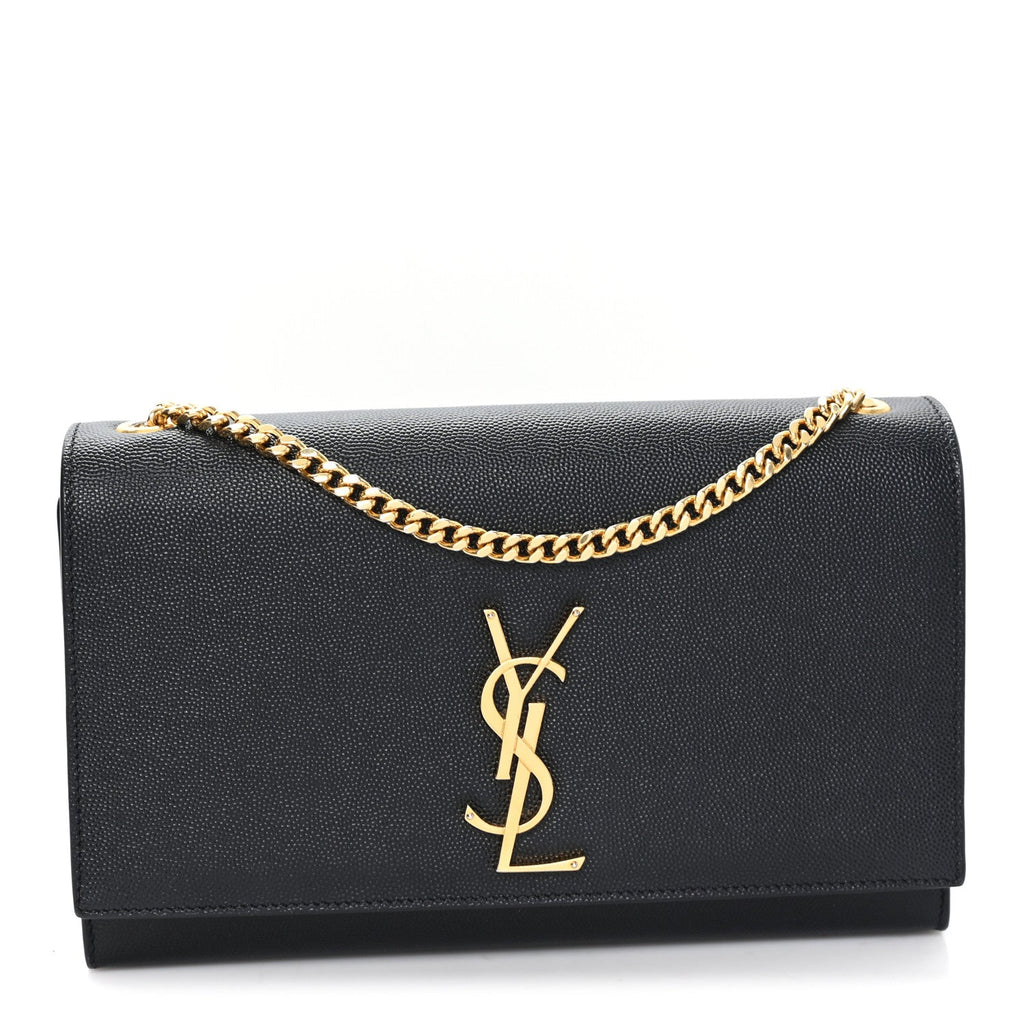 Saint Laurent Grain De Poudre Small Monogram Kate Satchel Black