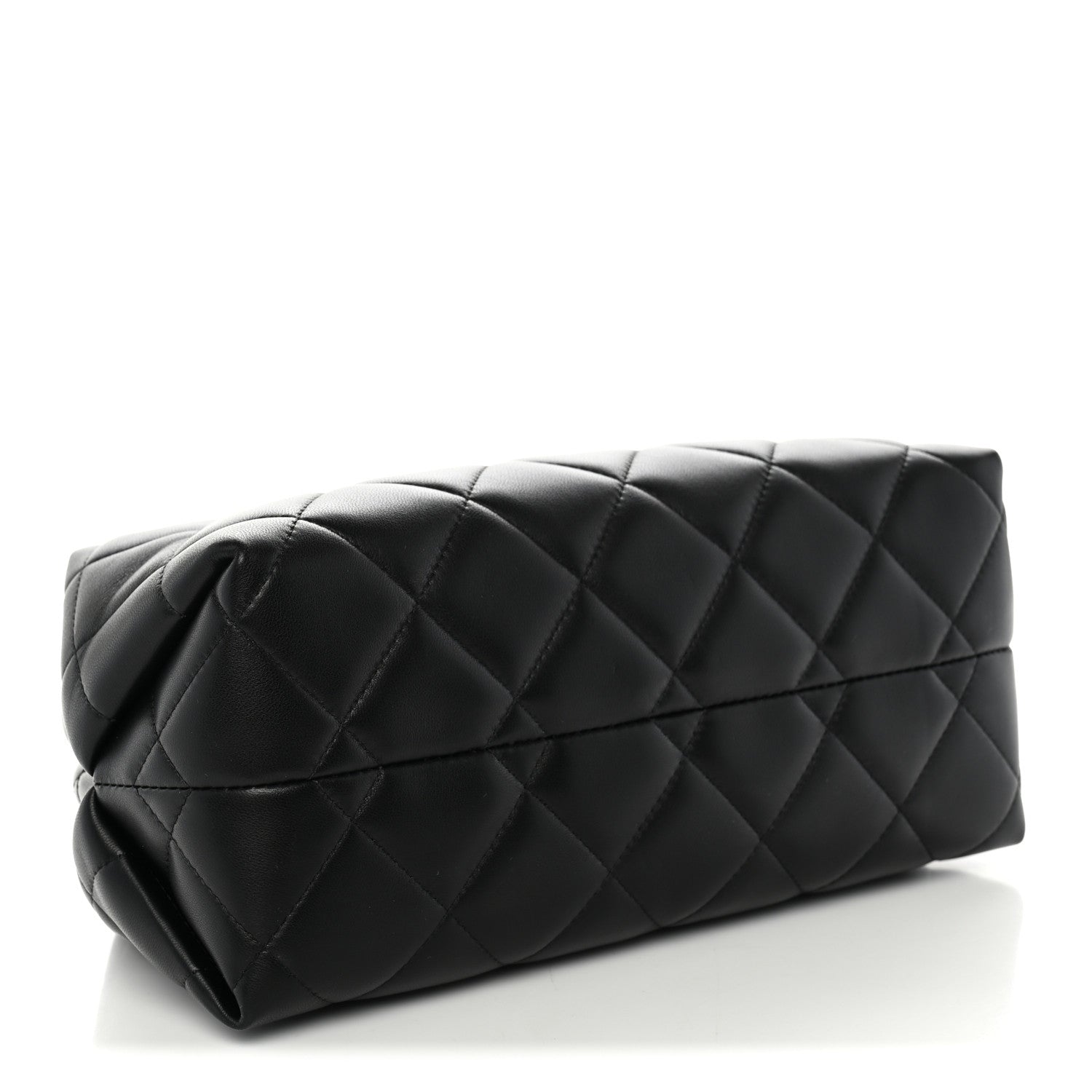 Chanel Lambskin Quilted Clutch With Chain Black