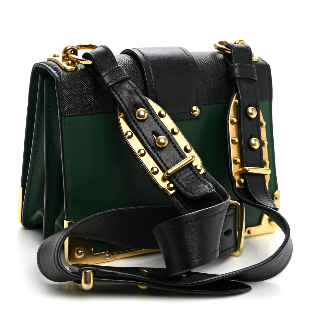 Prada City Calf Saffiano Cahier Bag Biliardo Black