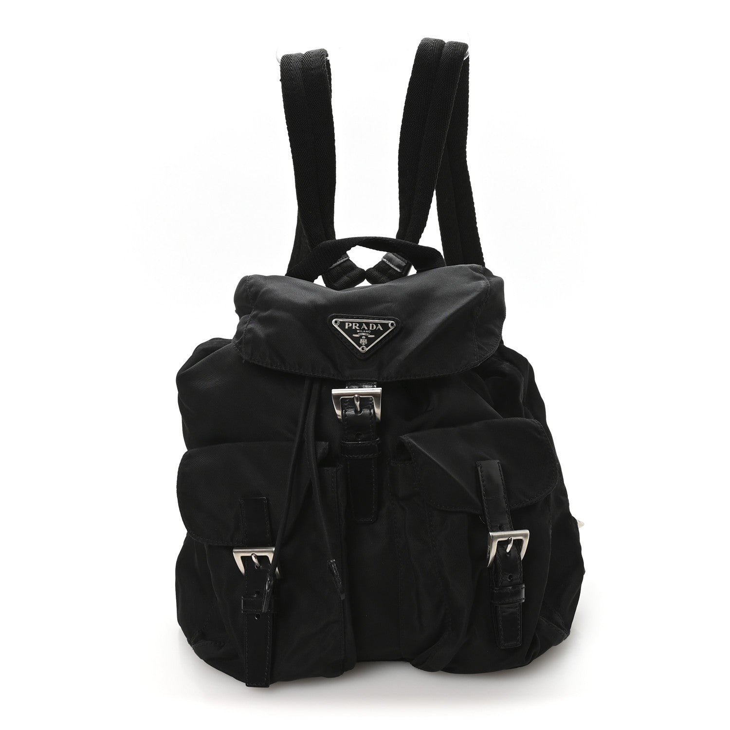 Prada Tessuto Nylon Vela Small Backpack Black front view