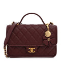 Chanel Caviar Quilted School Memory Top Handle Flap Burgundy