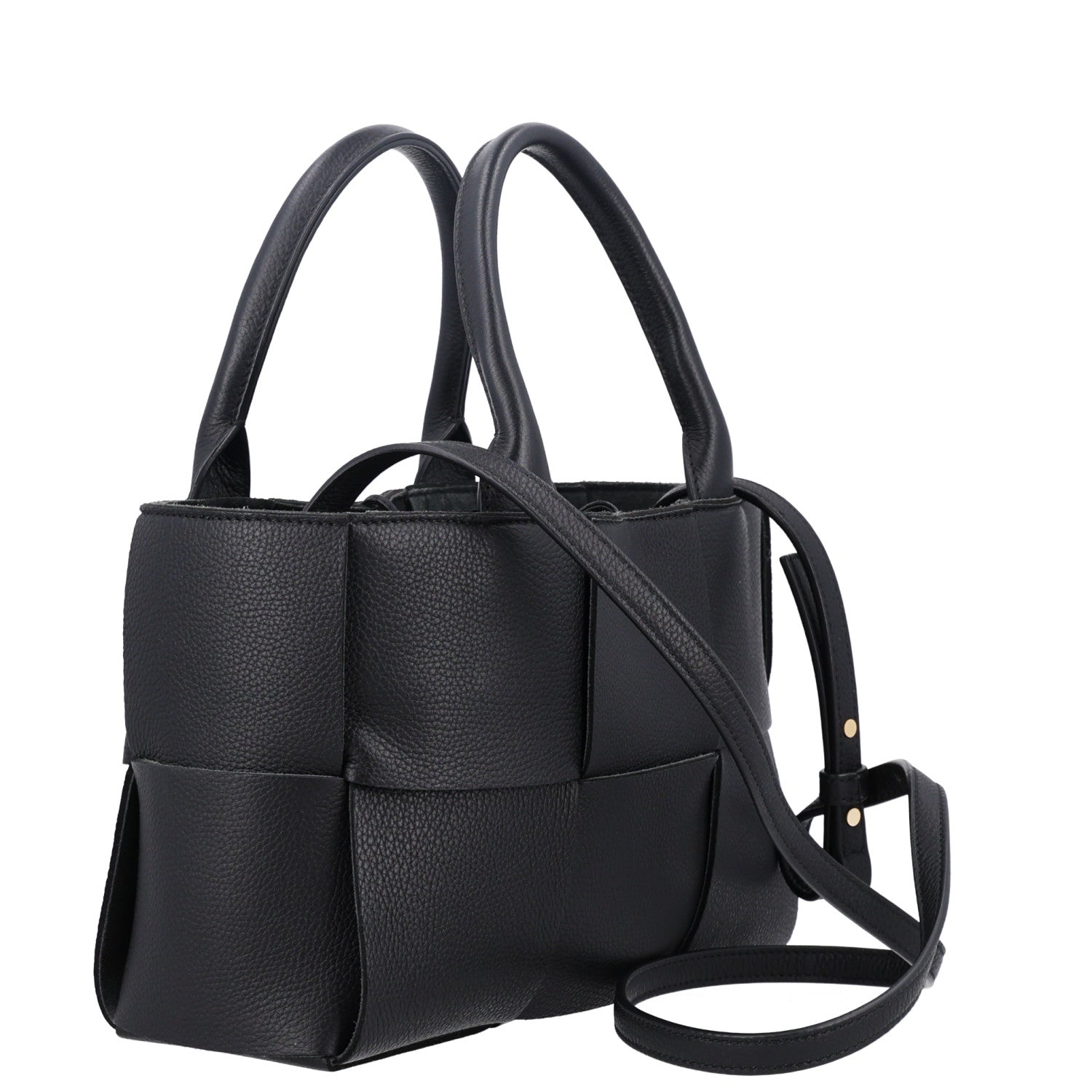 Bottega Veneta Grained Calfskin Intrecciato Mini Arco Tote Black