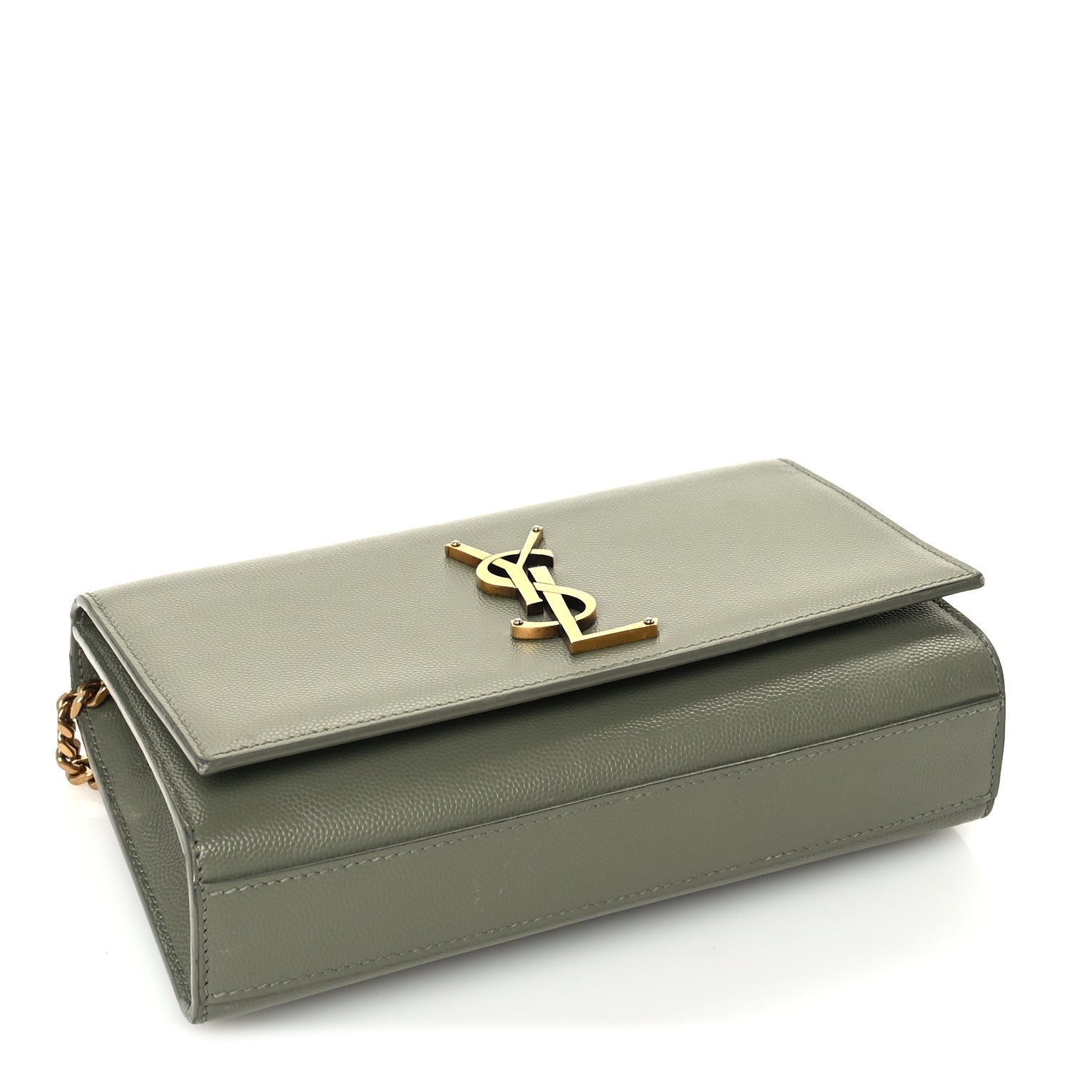 Saint Laurent Grain De Poudre Small Monogram Kate Satchel Green