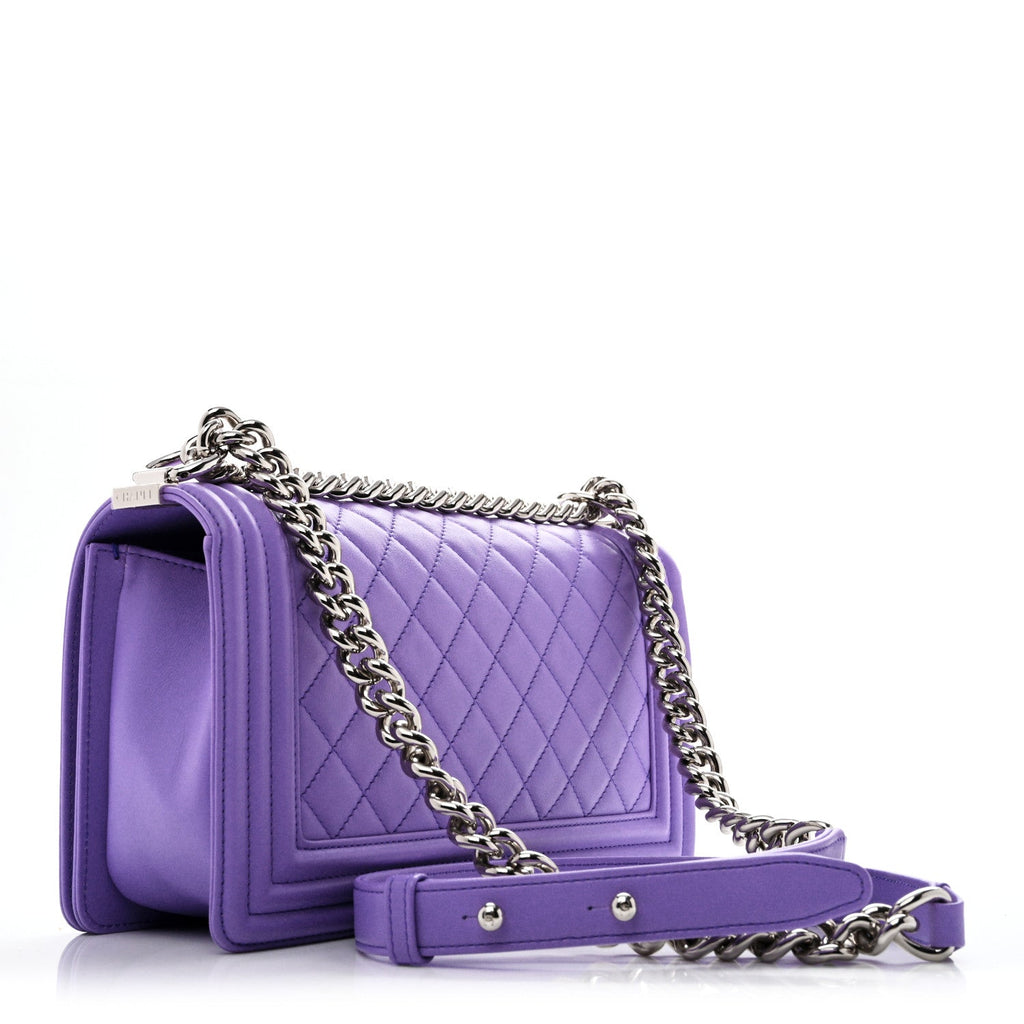 Chanel Calfskin Quilted Medium Boy Flap Purple