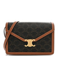Celine Triomphe Canvas Calfskin Enveloppe Bag Tan