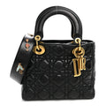 Dior Crinkled Patent Cannage Small Lucky Badges My Lady Dior Black