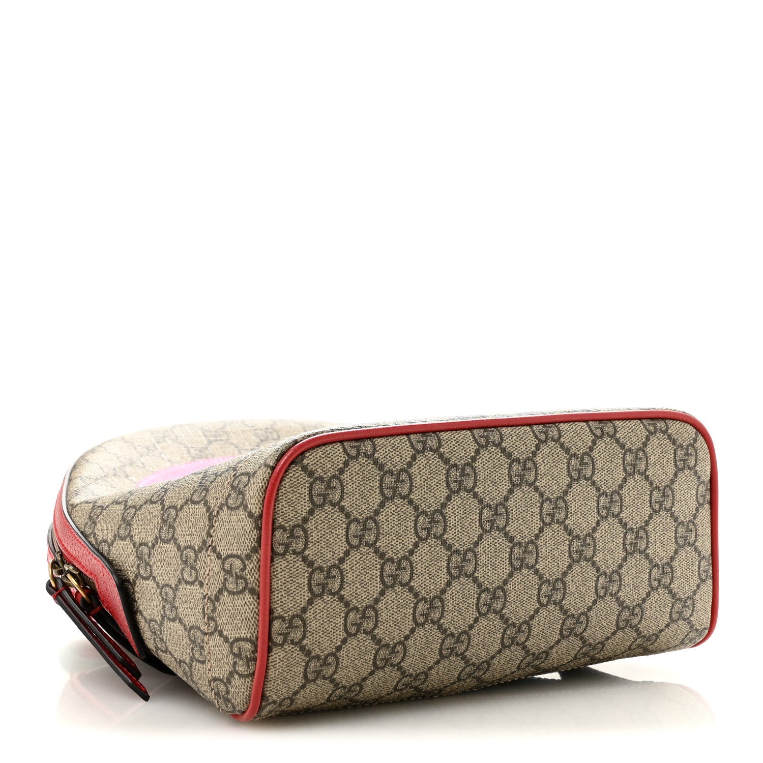 Gucci GG Supreme Monogram Web Bosco Patch Dome Backpack Beige Malva Hibiscus Red