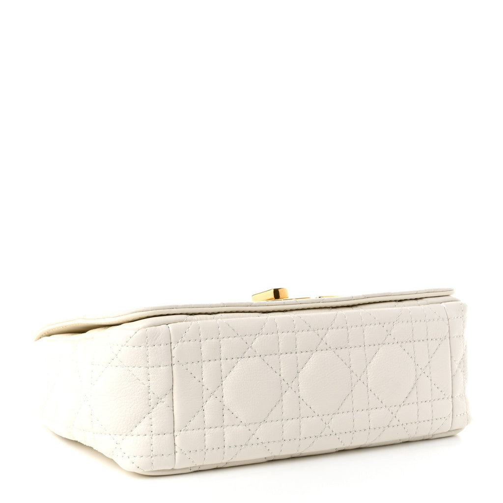 Dior Calfskin Cannage Small Caro Bag Ivory