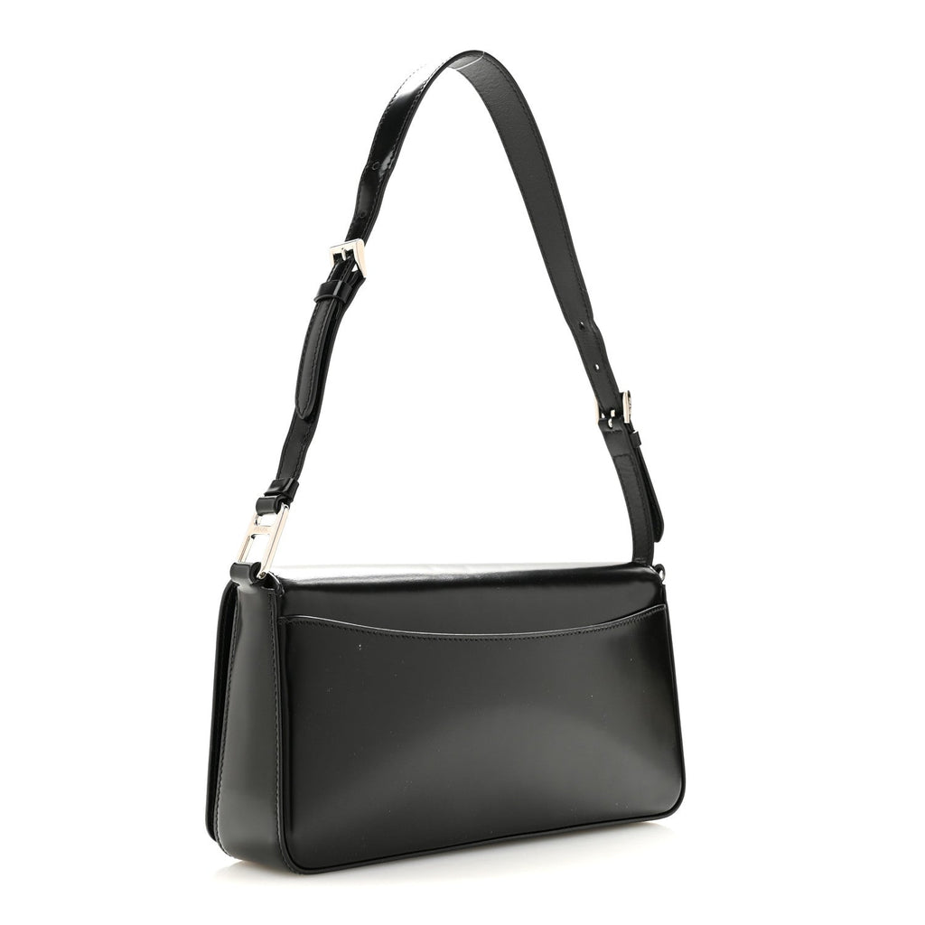 Prada Spazzolato Femme Flap Shoulder Bag Black