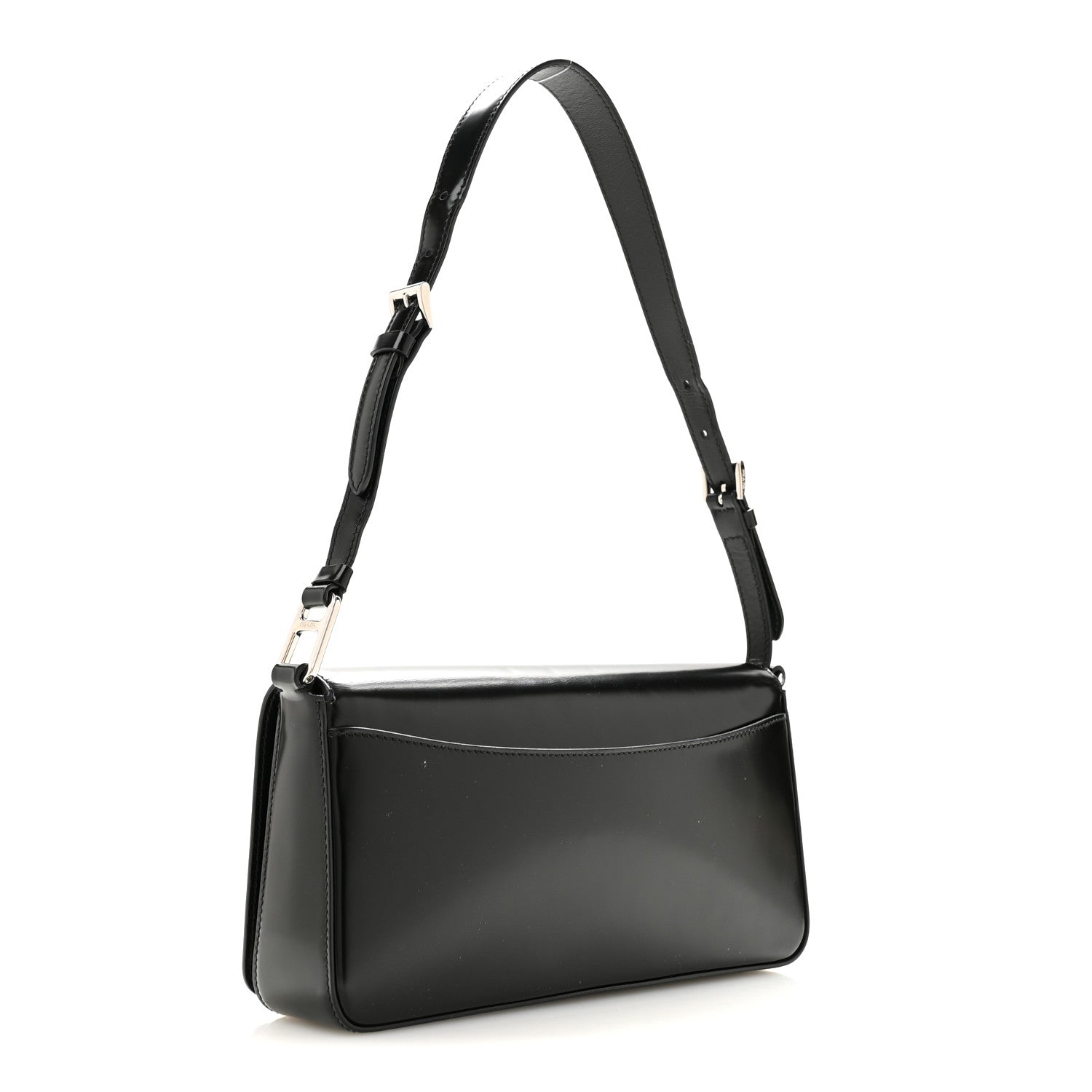 Prada Spazzolato Femme Flap Shoulder Bag Black