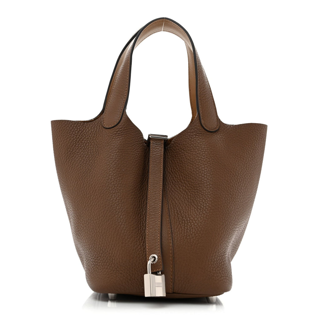 Hermès Taurillon Clemence Swift Eclat Picotin Lock 18 PM Alezan Biscuit