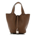 Hermès Taurillon Clemence Swift Eclat Picotin Lock 18 PM Alezan Biscuit