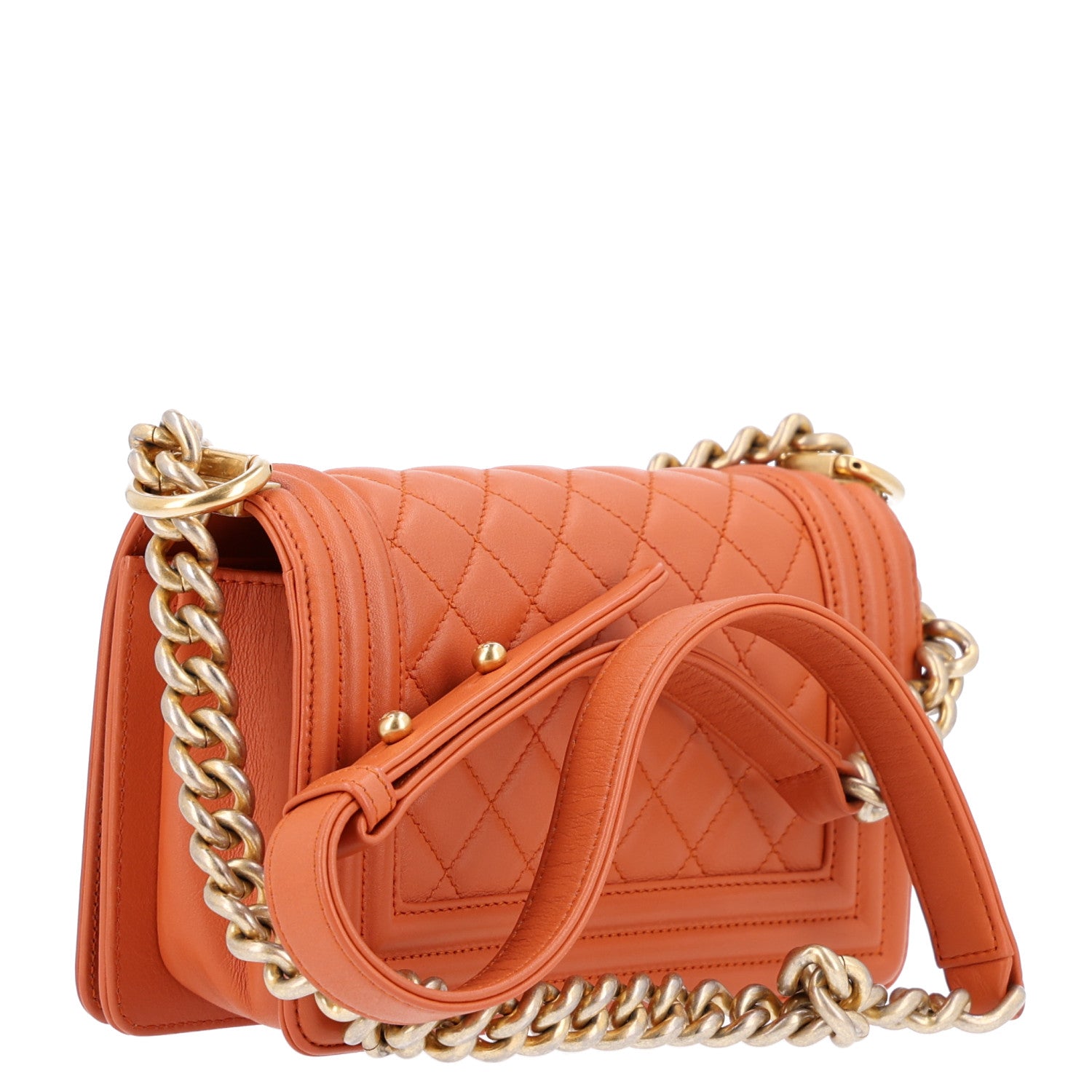 Chanel Calfskin Quilted Small Boy Flap Orange