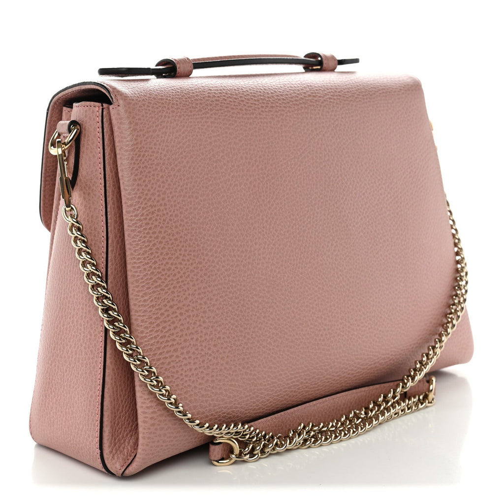 Gucci Dollar Calfskin Medium Interlocking G Top Handle Shoulder Bag Soft Pink