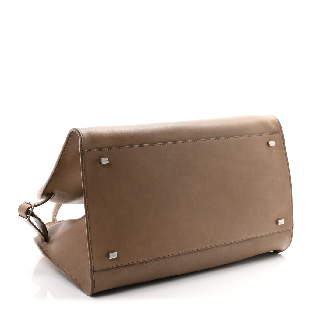 The Row Polished Saddle Calfskin Soft Margaux 15 Mouse Grey