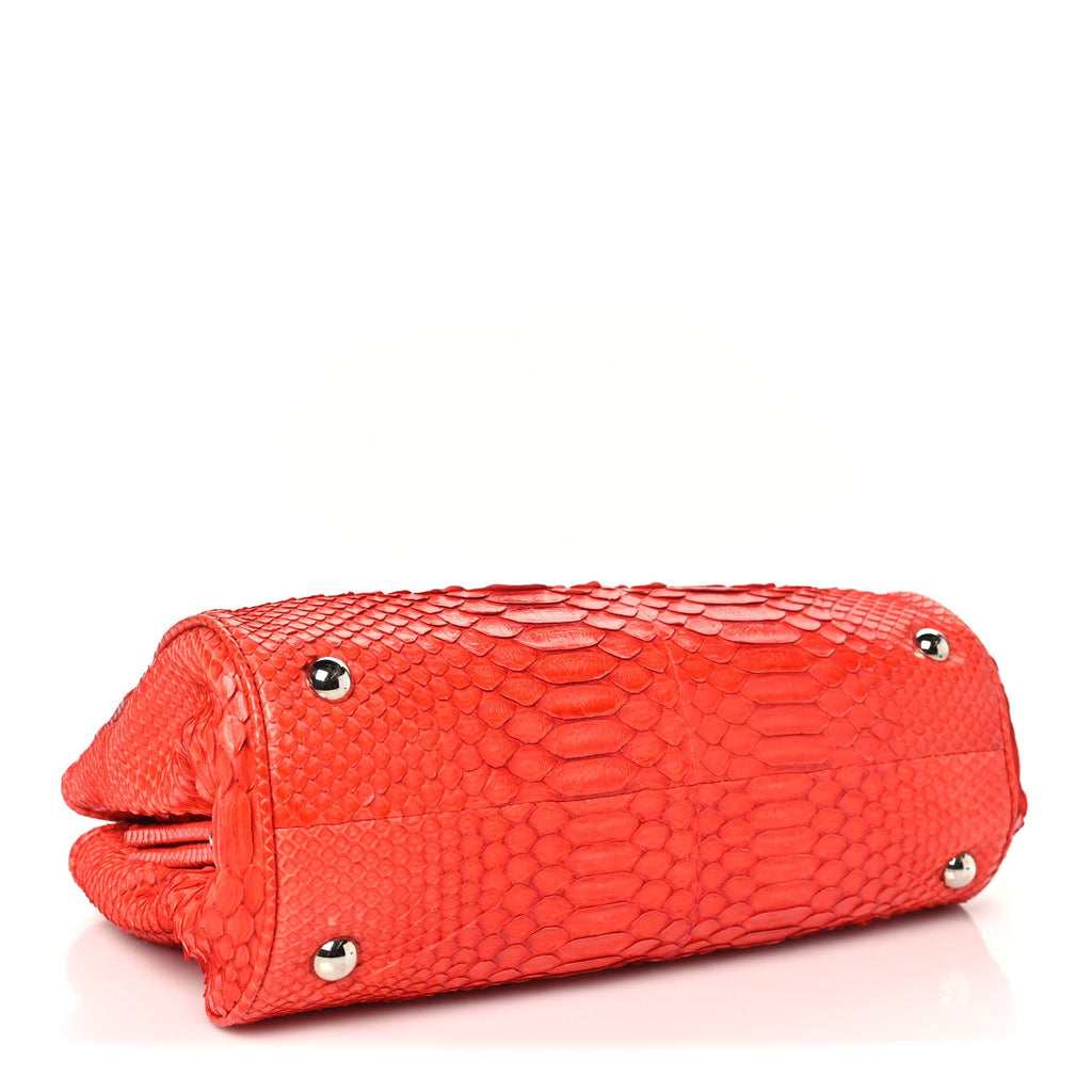Chanel Snakeskin East West Kisslock Flap Red