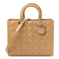 Dior Patent Cannage Large Lady Dior Dark Beige