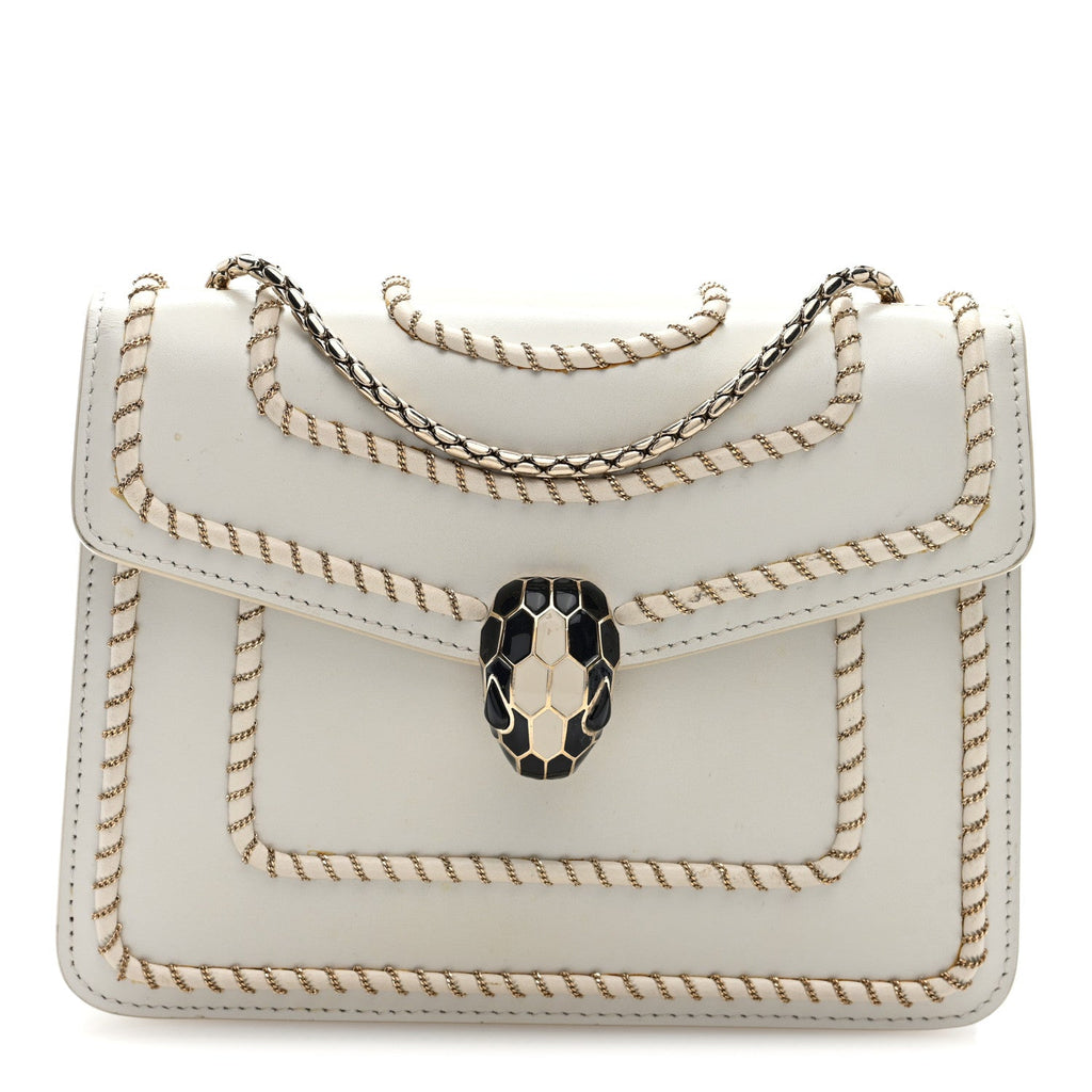Bvlgari Woven Chain Serpenti Forever Crossbody Bag White front view