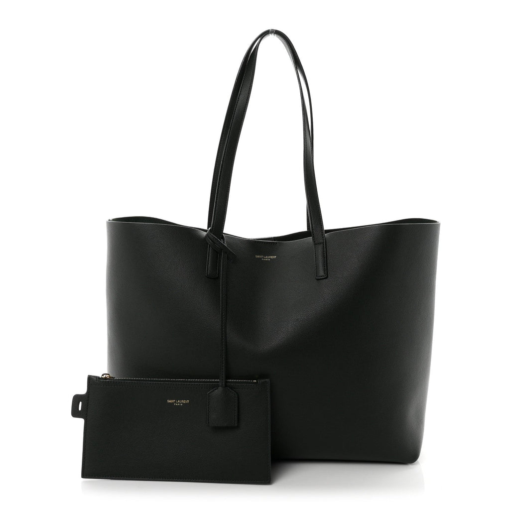 Saint Laurent Calfskin Large Shopping Tote Dark Green