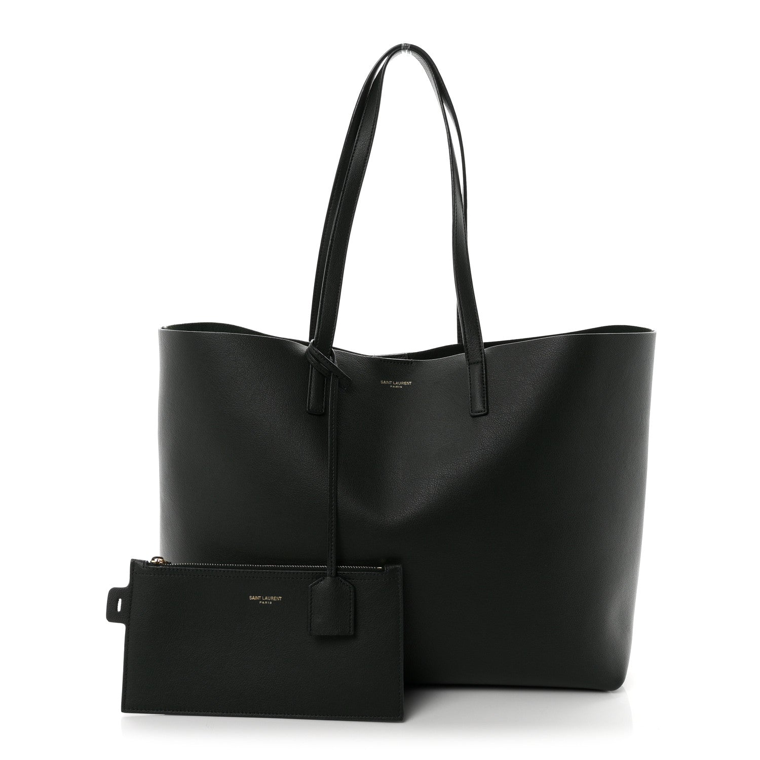 Saint Laurent Calfskin Large Shopping Tote Dark Green