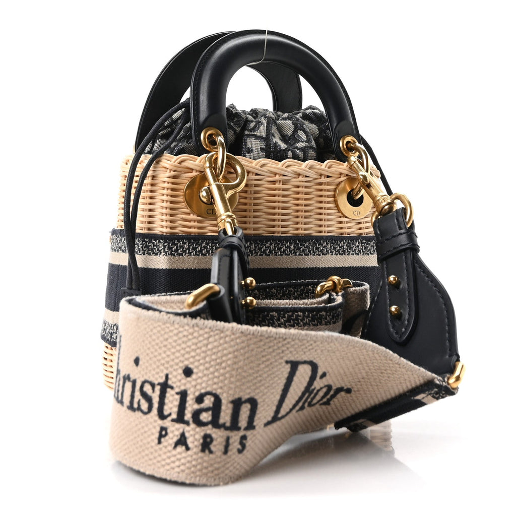 Dior Wicker Oblique Mini Lady Dior Bag Blue