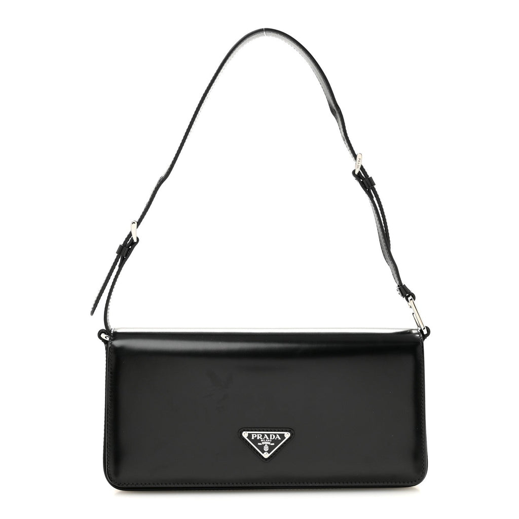 Prada Spazzolato Femme Flap Shoulder Bag Black