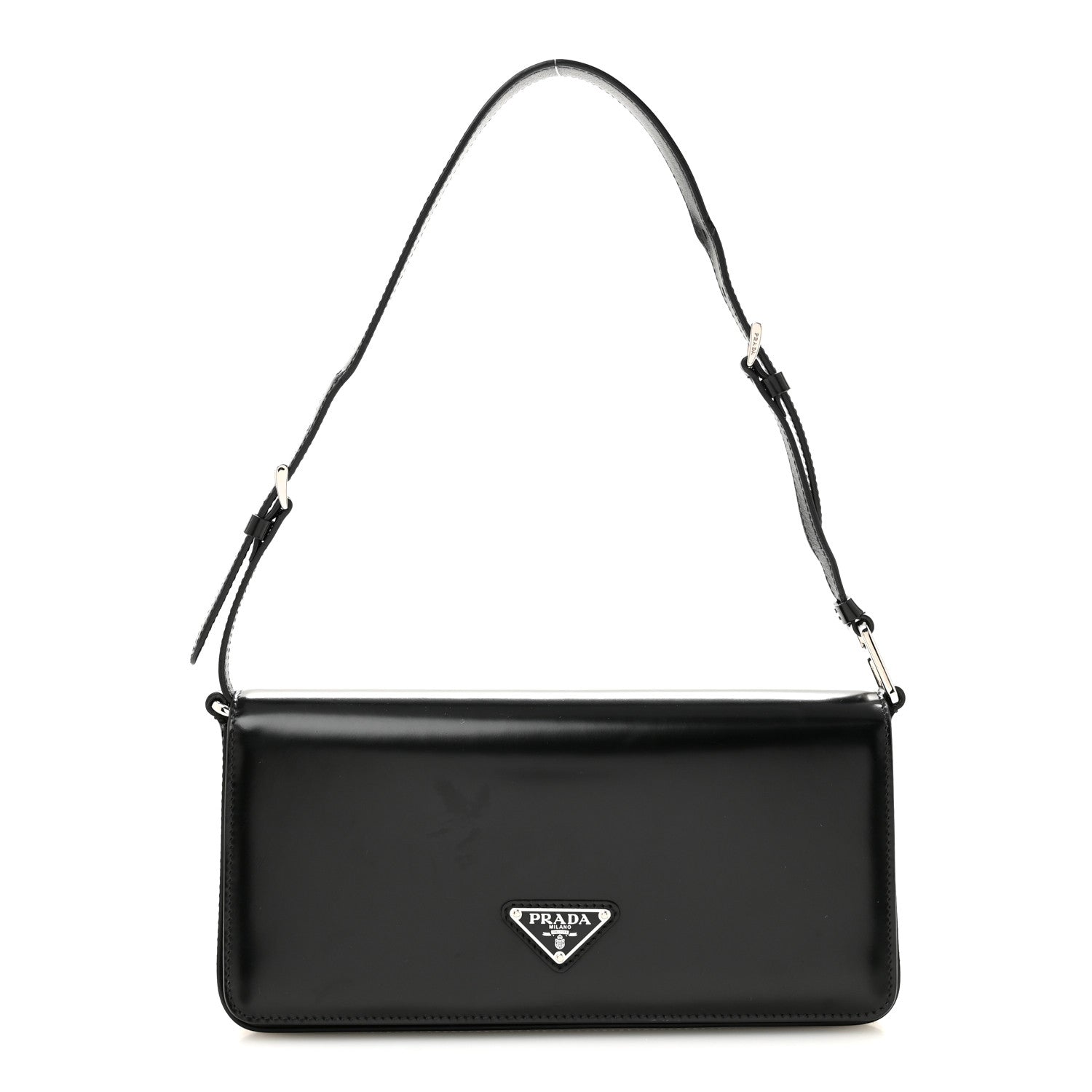 Prada Spazzolato Femme Flap Shoulder Bag Black