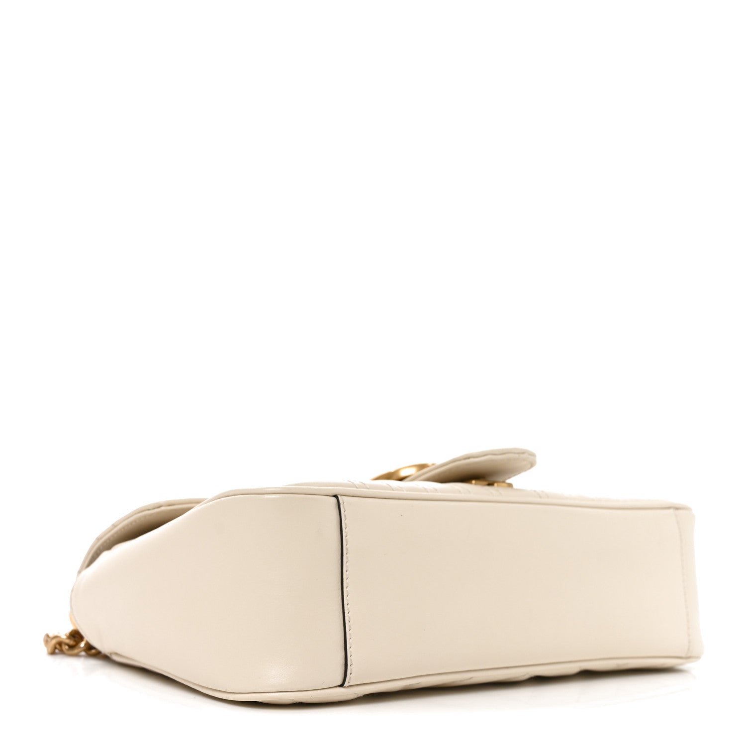Gucci Calfskin Matelasse Small GG Marmont Shoulder Bag White