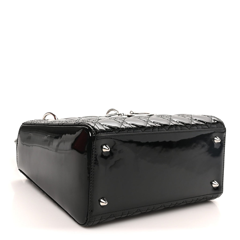 Dior Patent Cannage Medium Lady Dior Black