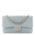 Chanel Caviar Quilted Medium Double Flap Light Blue