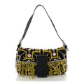 Fendi Canvas Beaded Baguette Black Multicolor