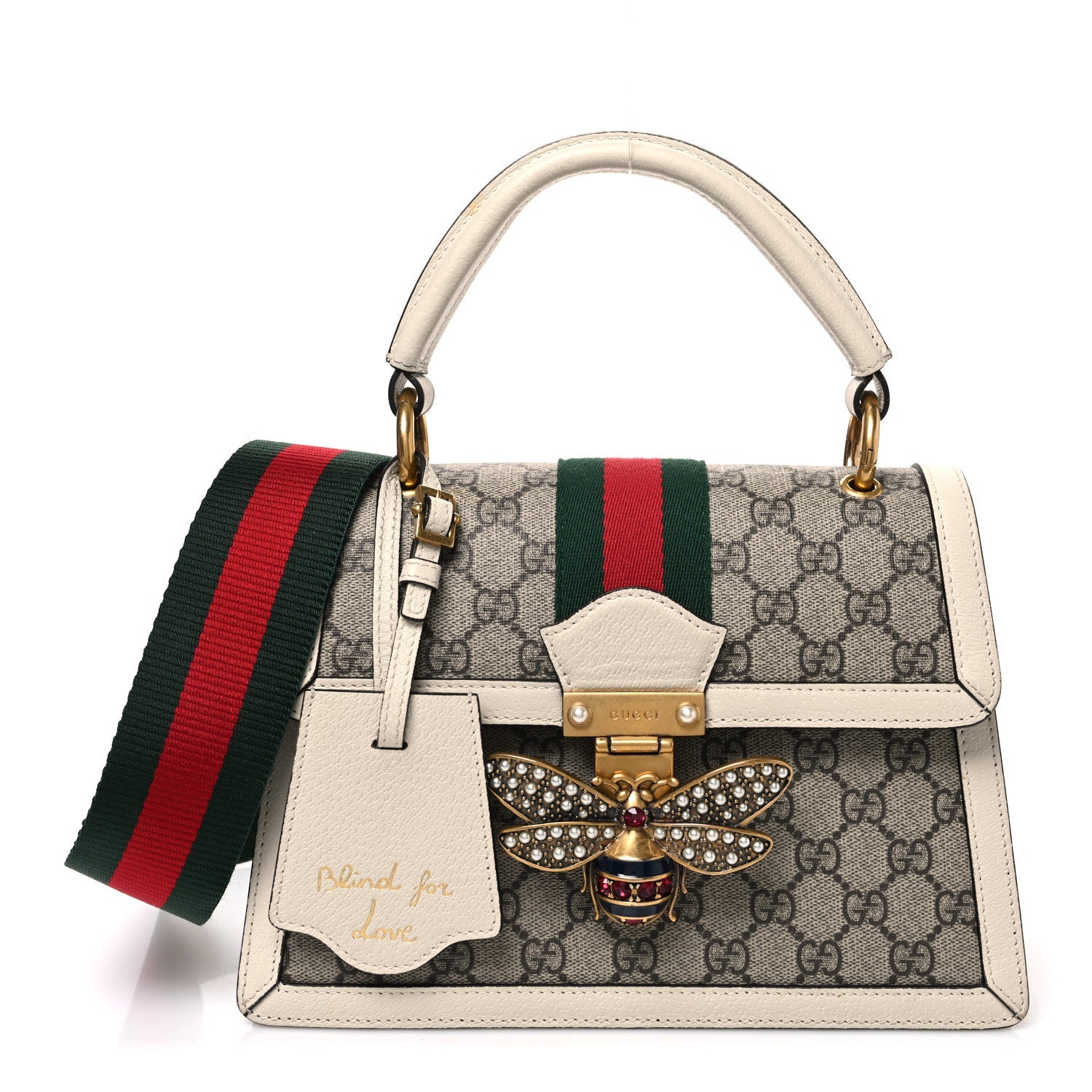 Gucci GG Supreme Monogram Small Queen Margaret Top Handle Bag White