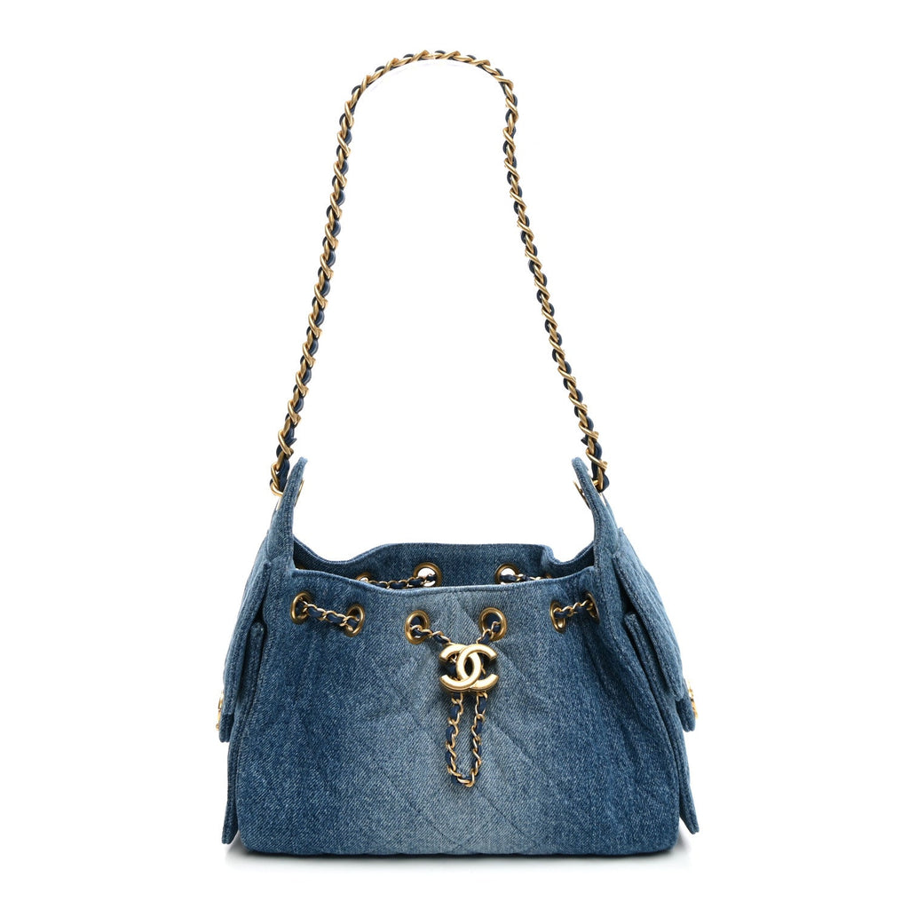Chanel Washed Denim Quilted Mini Chanel 25 Handbag Blue