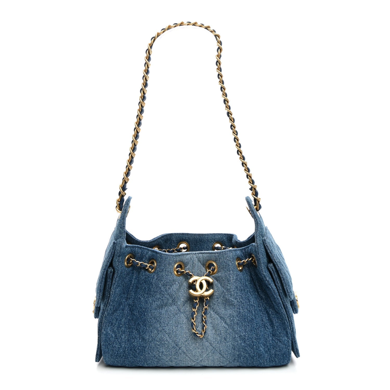Chanel Washed Denim Quilted Mini Chanel 25 Handbag Blue
