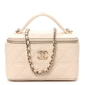Chanel Caviar Quilted Trendy Handle Mini Vanity Ecru