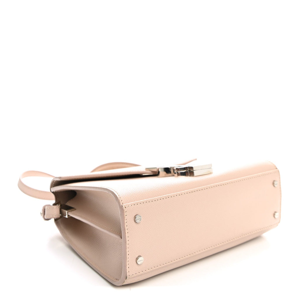 Saint Laurent Grain de Poudre Mini Classic Monogram Cassandra Top Handle Marble Pink