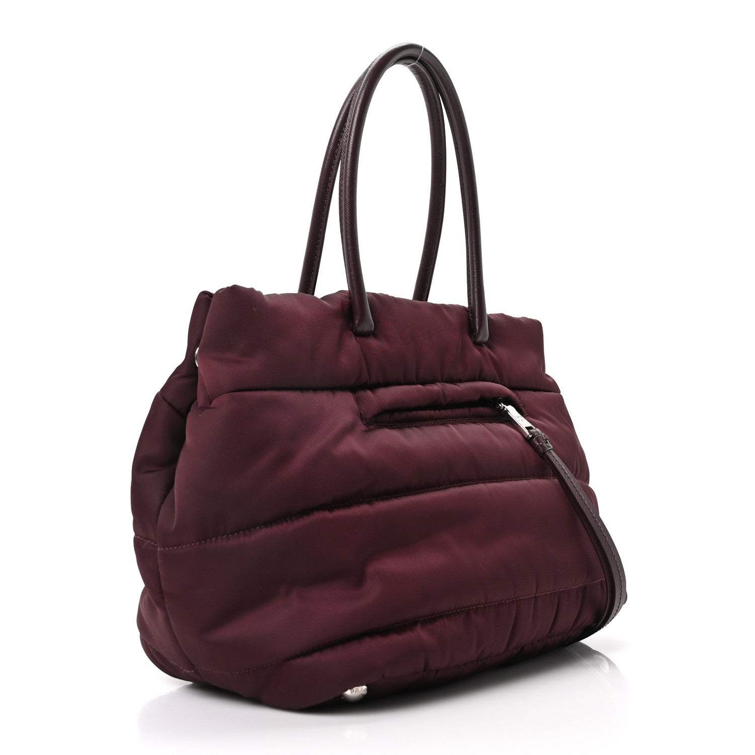 Prada Tessuto Nylon Bomber Tote Bordeaux side view