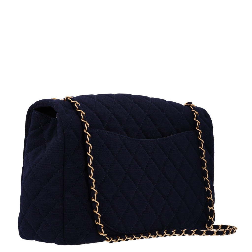 Chanel Jersey Quilted XL Jumbo Flap Navy