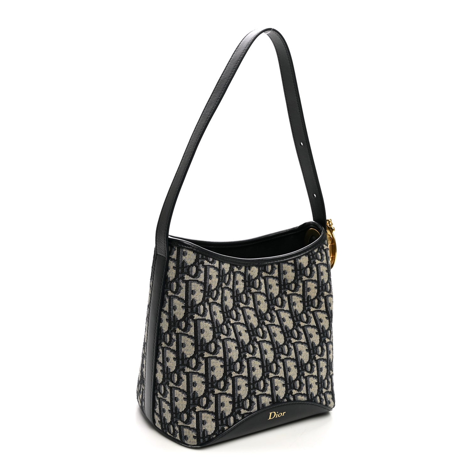 Dior Oblique Calfskin Small Medaillon Bucket Bag Blue
