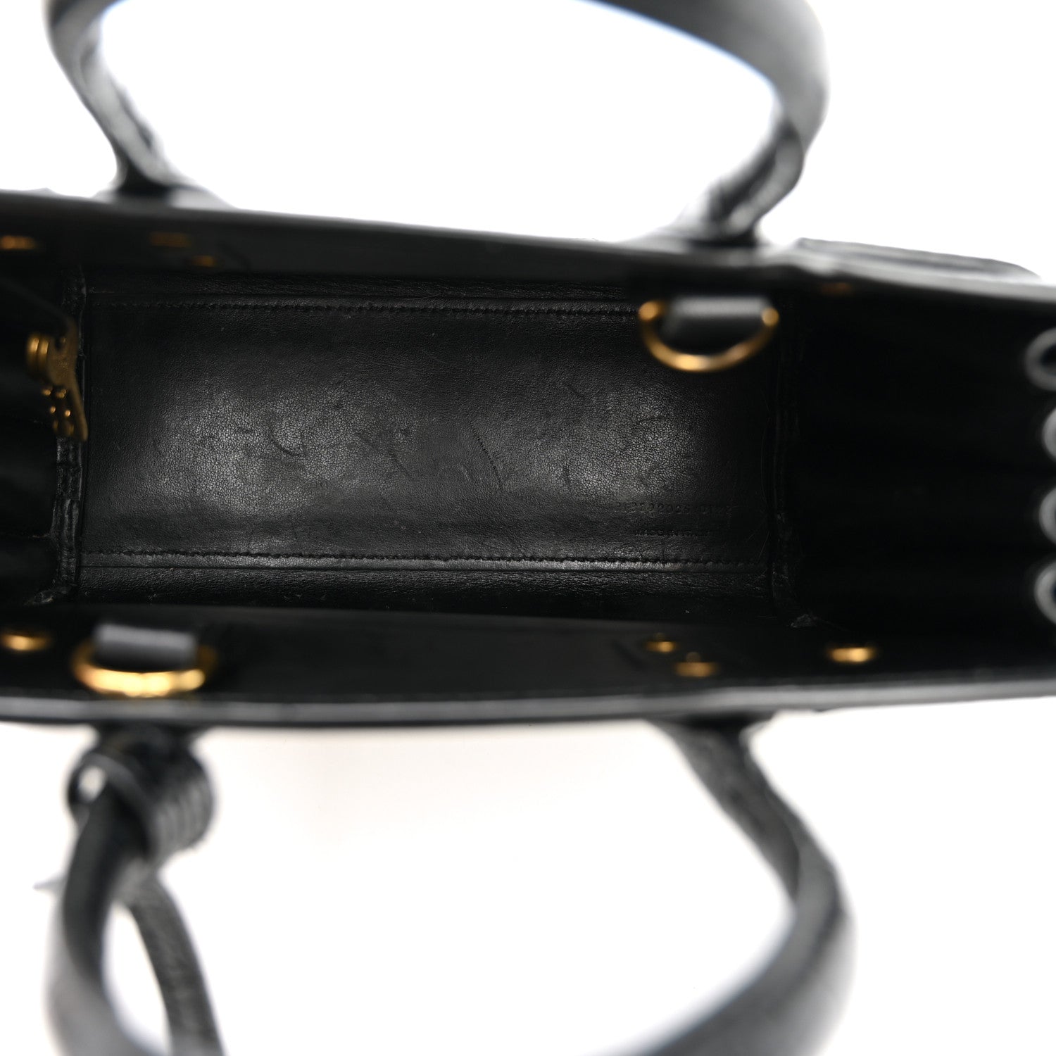 Saint Laurent Calfskin Crocodile Embossed Nano Sac De Jour Black