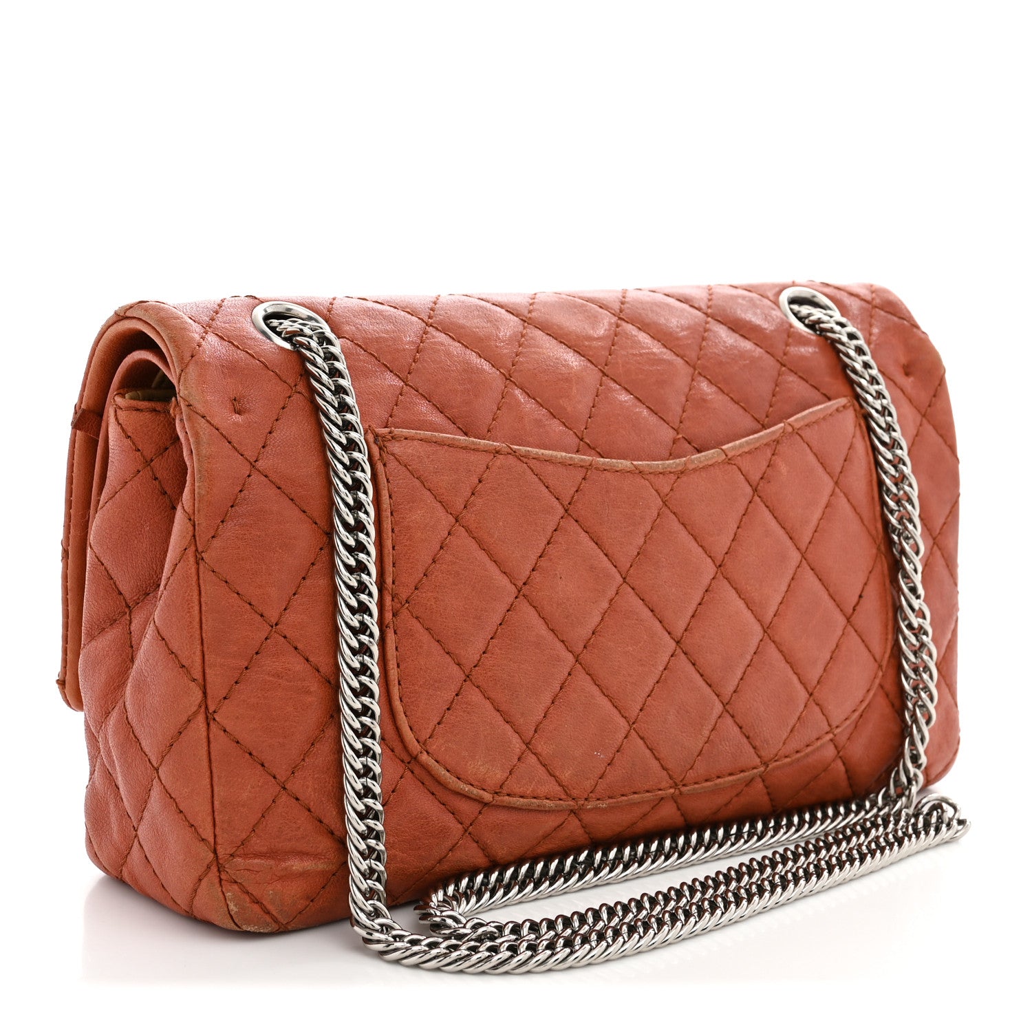 Chanel Glazed Lambskin Quilted Medium Double Flap Bijoux Chain Dark Orange